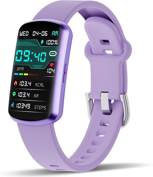 Health Fitness Tracker, Smart Watch with 24/7 Heart Rate and Blood Pressure Monitor, Activity Tracker with Blood Oxygen, 120 Sport Mode Waterproof Sleep Tracker for Women Men (Purple)