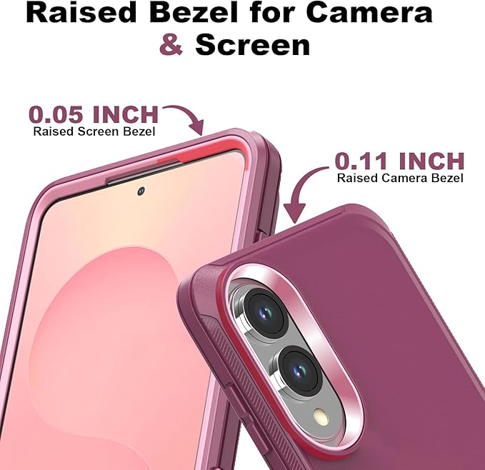 Designed for Samsung Galaxy S25 Edge Case [with Privacy Screen Protector] 3-Layer Full Body Protection Rugged Shockproof Heavy Duty Phone Case Cover, Purple/Pink