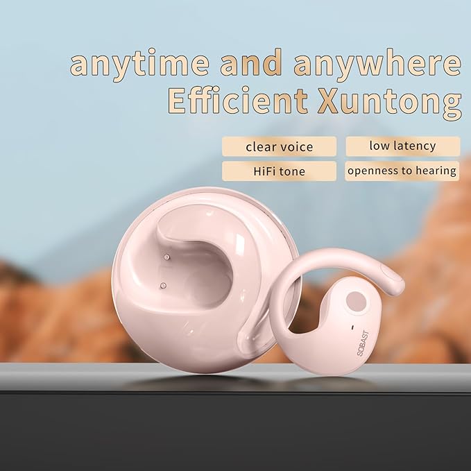 Open Ear Wireless Hanging Earbuds, Ideal for Workout, Non - in - Ear Design with Wireless Connectivity, Sports - Oriented with Ultra - Long Battery Life, Spherical Shape, Pink