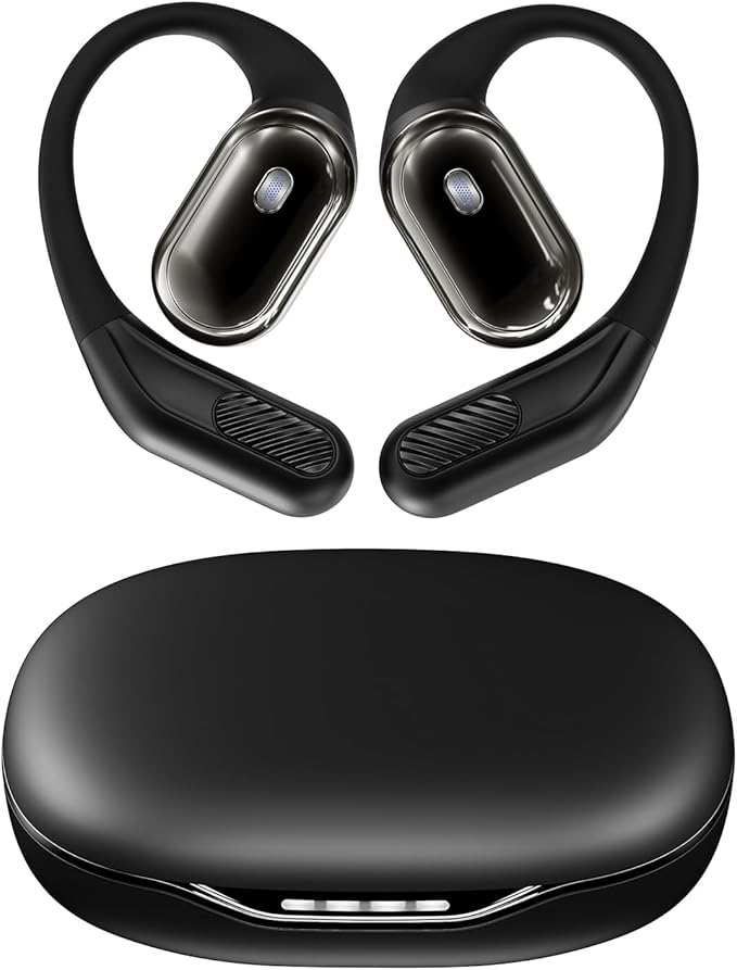 Open-Ear Headphones, Over Ear Earbuds with Ear Hooks, True Wireless Bluetooth Earphones with Microphone, Touch Control, Clear Calls, 60H Playtime, IPX7 Waterproof for Running and Workouts