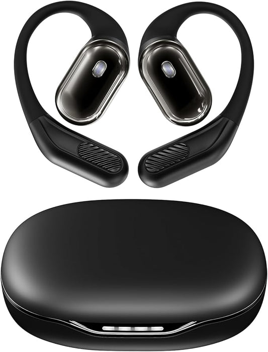 Open-Ear Headphones, Over Ear Earbuds with Ear Hooks, True Wireless Bluetooth Earphones with Microphone, Touch Control, Clear Calls, 60H Playtime, IPX7 Waterproof for Running and Workouts