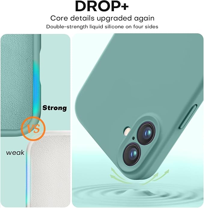 Vooii Compatible with iPhone 16 Case, Liquid Silicone Upgrade [Camera Protection] [Soft Anti-Scratch Microfiber Lining] Shockproof Phone Case for iPhone 16 6.1 inch - Pine Green