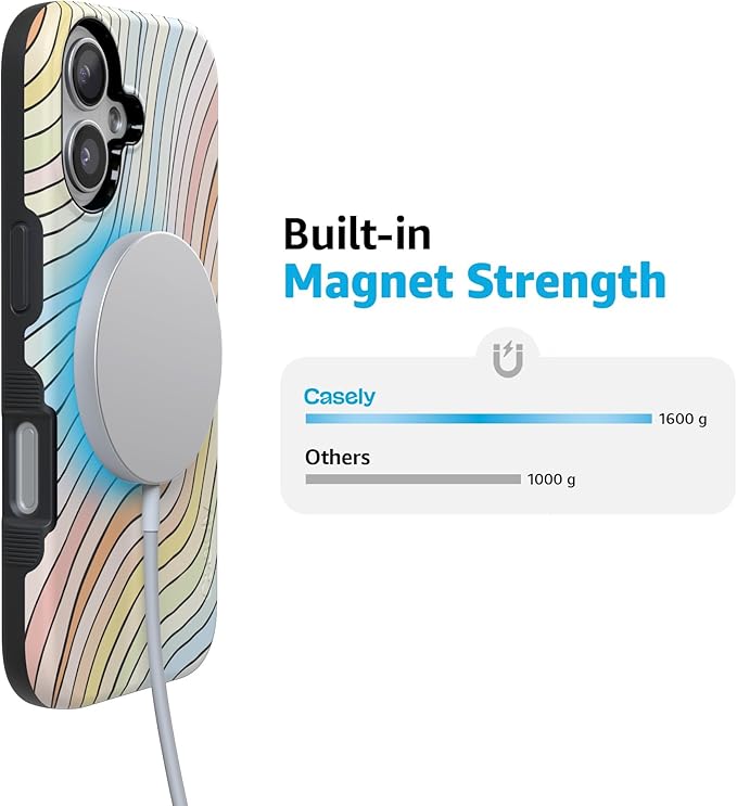 Casely iPhone 17 Case | Ride The Wave | Pastel Rainbow Lined | Compatible with MagSafe | Bold Protective Design