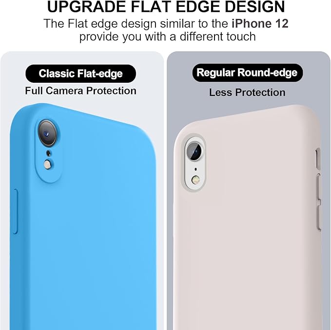 Vooii Compatible with iPhone XR Case, Upgraded Liquid Silicone with [Flat Edges] [Camera Protection] [Soft Anti-Scratch Microfiber Lining] Phone Case for iPhone 10 XR 6.1 inch - Blue
