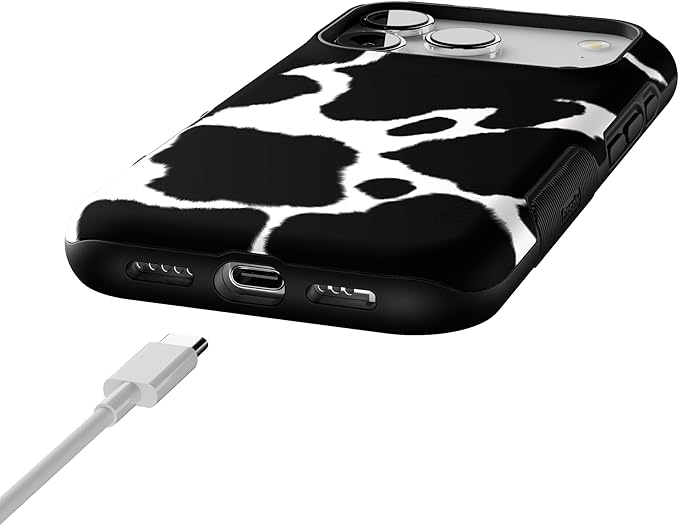 Casely iPhone 17 Pro Case | Current Mood | Cow Print | Bold Protective Design | Compatible with MagSafe