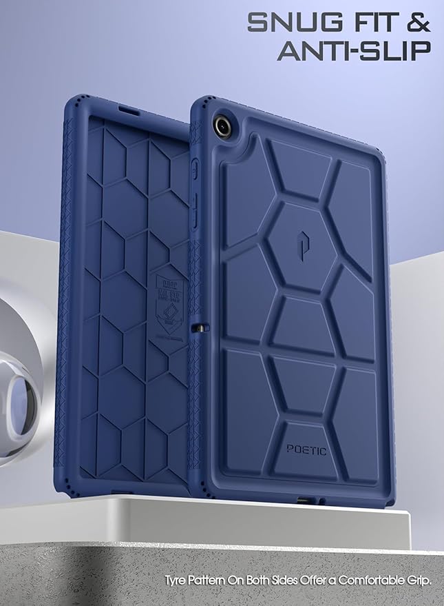 Poetic TurtleSkin Case Designed for Samsung Galaxy Tab A9+ Plus 11 Inch 2023, Heavy Duty Shockproof Rugged Kids Friendly Drop Protection Silicone Cover Case, Navy Blue