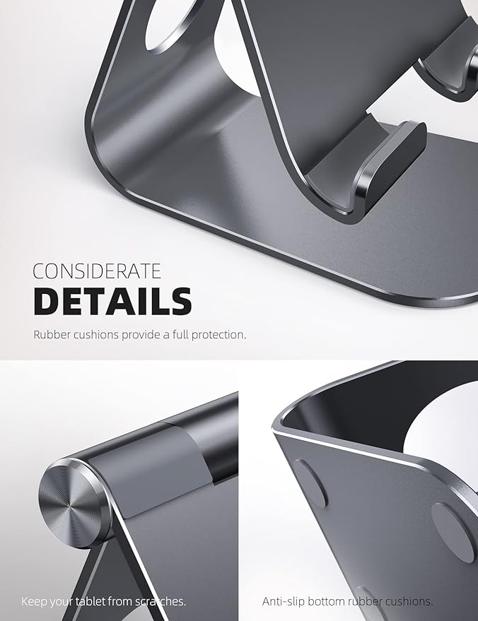 Lamicall Tablet Stand Adjustable, Tablet Stand : Desktop Stand Holder Dock Suitable to New iPad 2017 Pro 9.7, 10.5, Air Mini 2 3 4, Kindle, Nexus, Accessories, Tab, E-Reader, (4-13 inch) - Gray