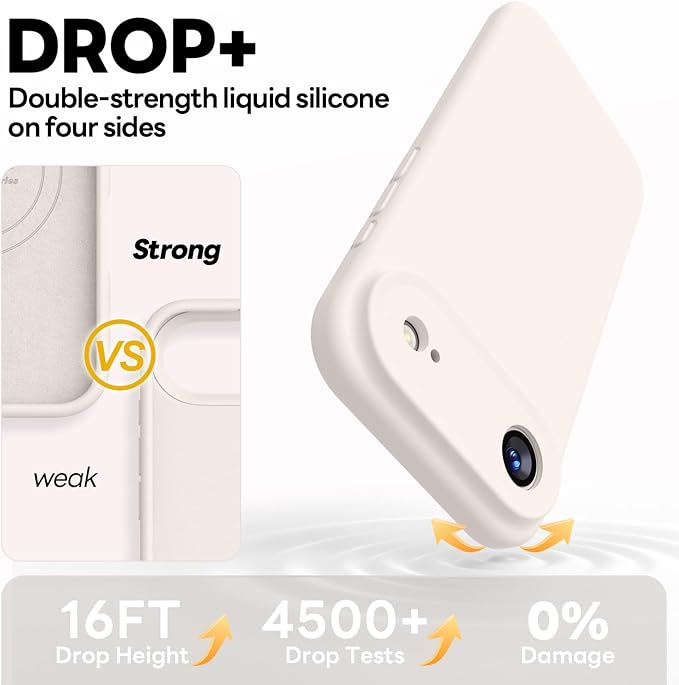 Vooii Magnetic Compatible with iPhone Air Case (Compatible with Magsafe) (Upgraded Camera Protection) Liquid Silicone Shockproof Full Body Protective Phone Cover for Women Men, Stone, 6.5"