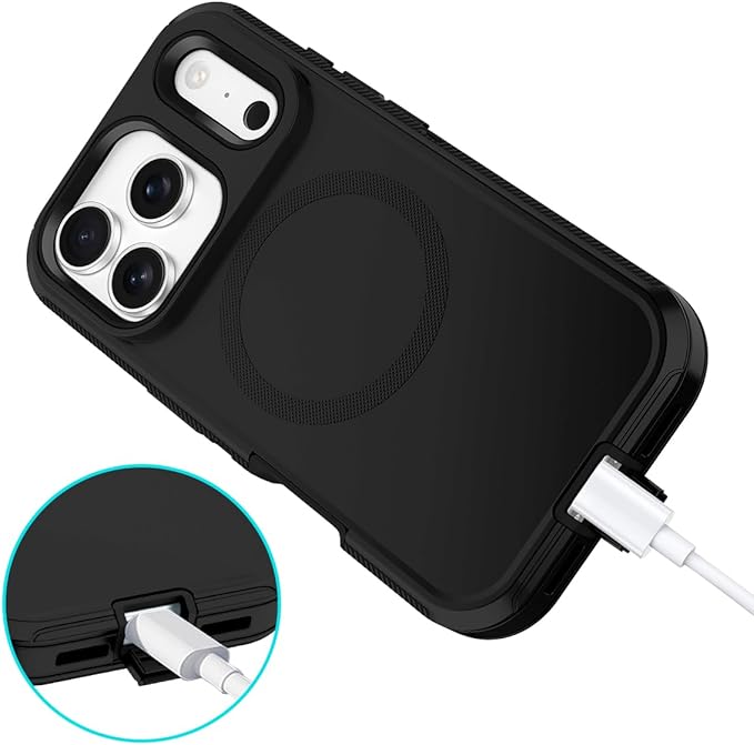 for iPhone 17 Pro Max Case [Compatible with MagSafe] Shockproof 3-Layer Full Body Protection [Without Screen Protector] Rugged Heavy Duty Cover Case for Apple iPhone 17 Pro Max,Black