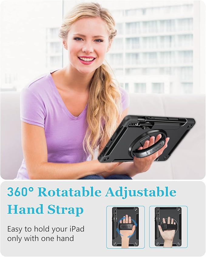 Case for Samsung Tab S8/S7 11 Inch 2022/2020: TPU Protective Cover for Galaxy Tablet S8/S7 11 Inch 2022/2020 with Stand - Handle - Shoulder Strap - S-Pen Holder -Black