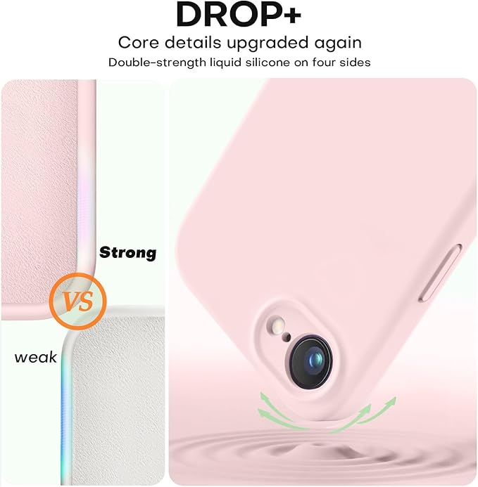 Vooii Compatible with iPhone 16e Case, Liquid Silicone Upgrade [Camera Protection] [Soft Anti-Scratch Microfiber Lining] Shockproof Phone Case for iPhone 16e 6.1 inch - Chalk Pink