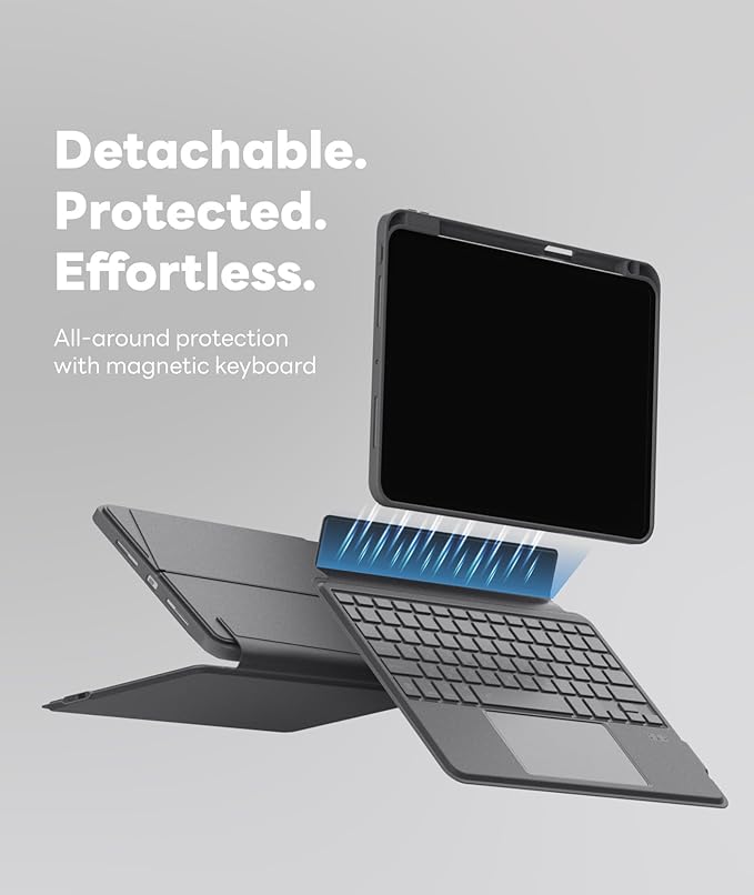 EIP Bluetooth Keyboard Case for iPad Air 13 inch (M3 2025/M2 2024), 13" Magnetic Detachable Case with Trackpad, 7-Color Backlit Keys, Stylus Shortcut Support, Slim Protective Cover