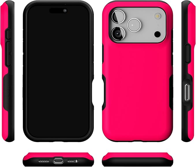 Casely iPhone 17 Pro Case | Think Pink | Solid Neon Pink | Bold Protective Design | Compatible with MagSafe
