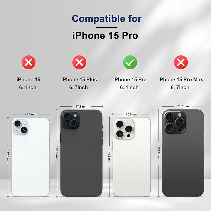 Jasonyu Flip Wallet Case for iPhone 15 Pro,Leather Magnetic Folio Cover with Card Holder,Kickstand - TPU Shockproof Durable Protective Phone Case,Blue