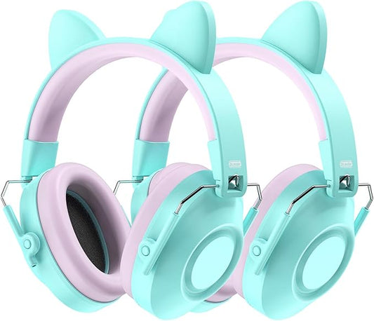 Dr.meter Noise Cancelling Headphones for Kids, SNR 32dB Noise Reduction Safety Ear Muffs for Autism Sensory, Hearing Protection for Monster Jam, Airplane, Firework Show with DIY Stickers -2Pack