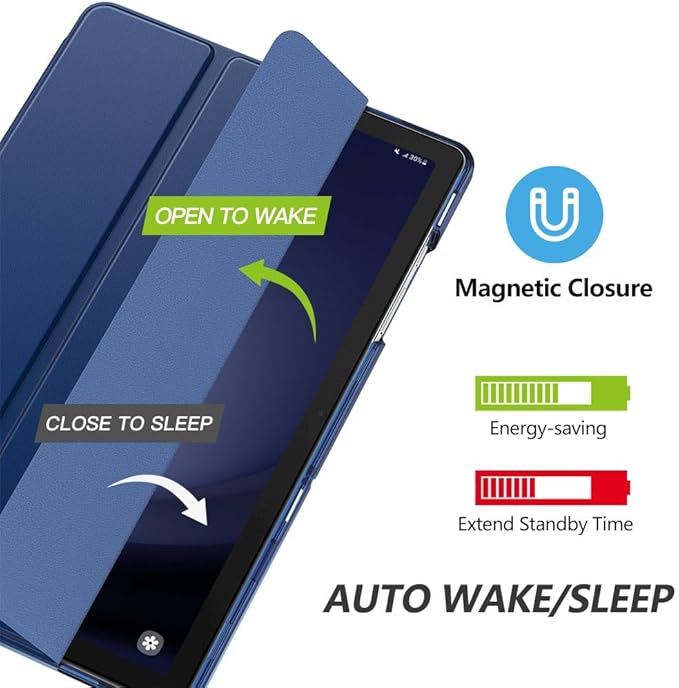 MoKo Case for Galaxy Tab A9 Plus 11 inch 2023, Slim Stand Protective Smart Cover with Hard PC Translucent Back Shell for Tab A9 Plus Tablet (SM-X210/X216/X218), Auto Wake/Sleep, Navy Blue