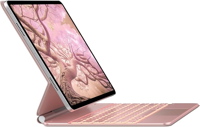 typecase Keyboard Case for iPad Air 13(M3 2025 / M2 2024) and iPad Pro 12.9 (6th, 5th, 4th, 3rd Gen),Magic Keyboard, Easy-Set Magnetic Stand,Multi-Touch Trackpad, 11 Colors Backlight,Rose Gold