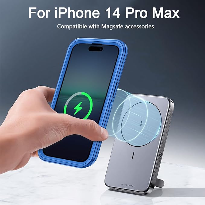for iPhone 14 Pro Max Case [Compatible with MagSafe] Shockproof 3-Layer Full Body Protection Rugged Heavy Duty Cover Case for Apple iPhone 14 Pro Max 6.7",Sea Blue