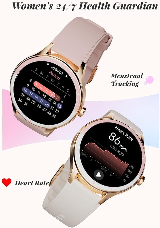 Smart Watch for Women, Smartwatch Compatible Android and iOS Phone, Answer/Make Calls, Fitness Tracker/Step Counter/Running Watch, Sleep/Heart Rate Monitor, 100 Sports, IP68 Waterproof, Pink