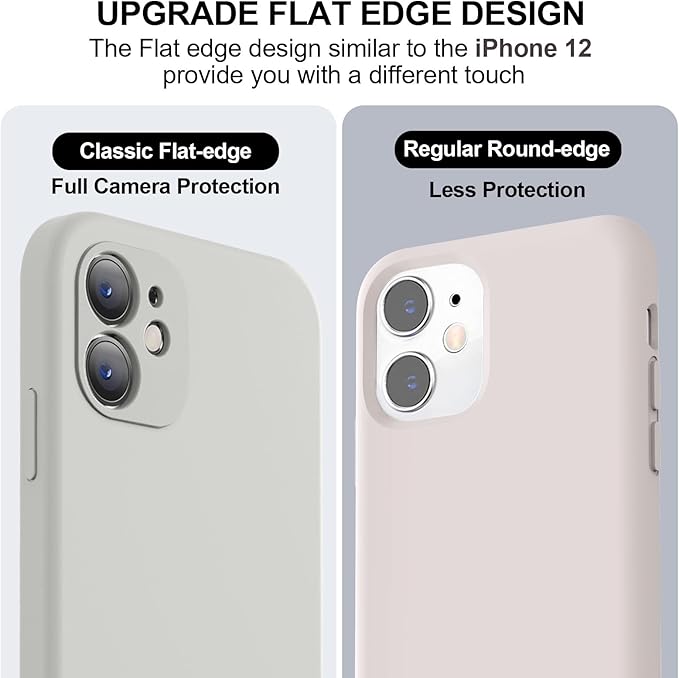 Vooii Compatible with iPhone 11 Case, Upgraded Liquid Silicone with [Flat Edges] [Camera Protection] [Soft Anti-Scratch Microfiber Lining] Phone Case for iPhone 11 6.1 inch - Stone