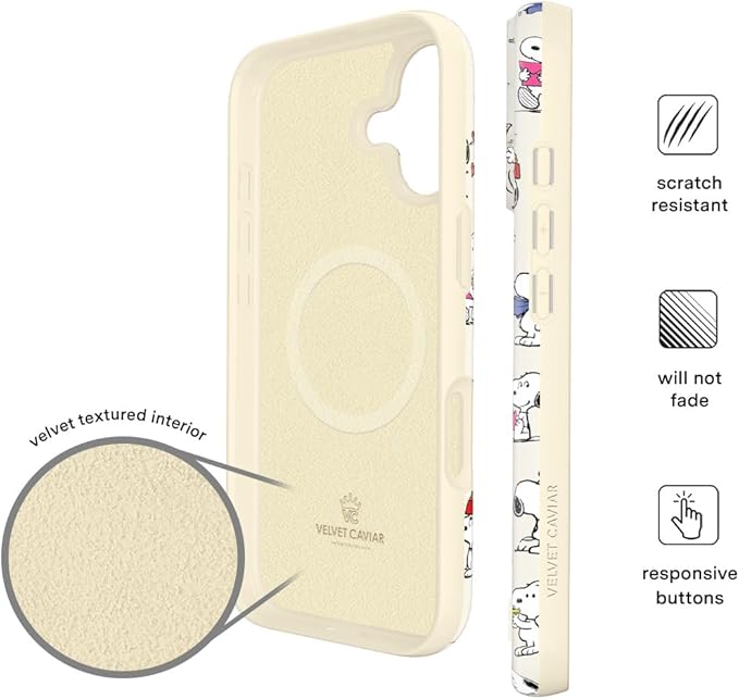 VELVET CAVIAR Case for iPhone 17 | Compatible with MagSafe | 10ft Drop Tested | Protective Designer Cases | Snoopy Moods