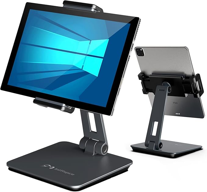 Surface Pro Stand - Heavy Duty Aluminum Alloy Tablet Stand for 4.7''-13'' Screens, iPad Pro 12.9/11, Samsung Galaxy Tabs and More (Dark Grey)
