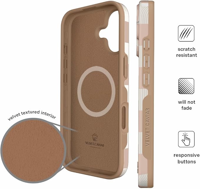 VELVET CAVIAR Case for iPhone 17 | Compatible with MagSafe | 10ft Drop Tested | Protective Designer Cases | Nude Vibe Checkered