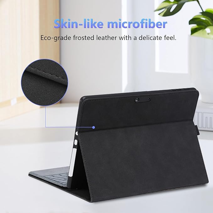 Case for 10-inch Microsoft Surface Go 4/3/2/1, Multiple Angle Viewing, Stylus Holder, Light Heat Dissation, Compatible with Type Cover Keyboard, Black