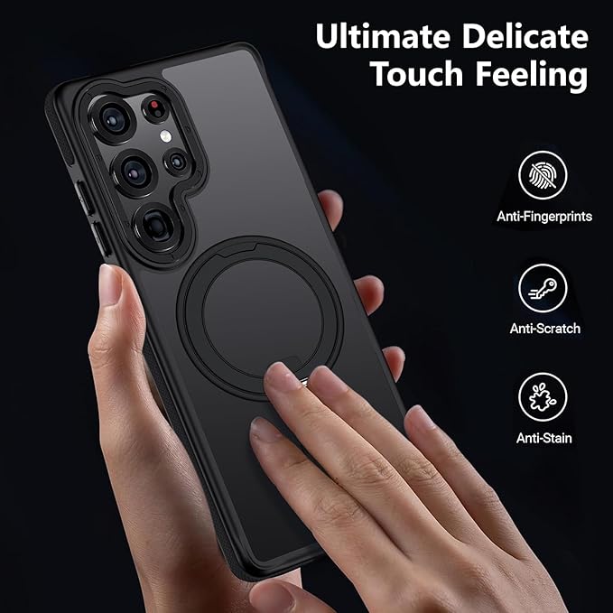 360°Spin Magnetic Stand for Samsung Galaxy S25 Ultra Case,[Compatible with Magsafe] Military Grade Drop Protection, Matte Hard Slim S25 Ultra Phone Case with Kickstand & Ring Holder 113