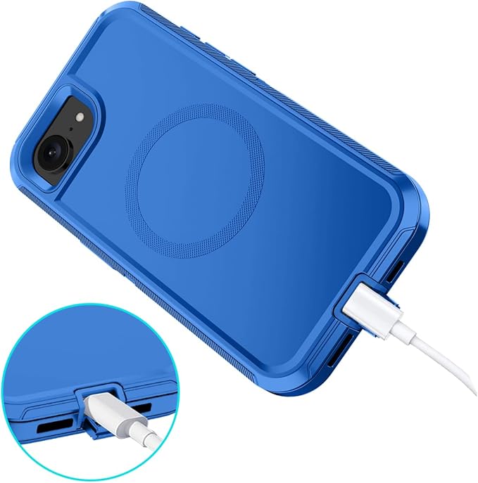 for iPhone 16e Case [Compatible with MagSafe] Shockproof 3-Layer Full Body Protection [Without Screen Protector] Rugged Heavy Duty Cover Case for Apple iPhone 16e 6.1" 2025,Sea Blue