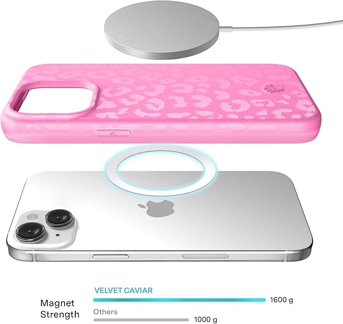 VELVET CAVIAR Case for iPhone 15 Plus | Compatible with MagSafe | 10ft Drop Tested | Protective Designer Cases| Hot Pink Leopard
