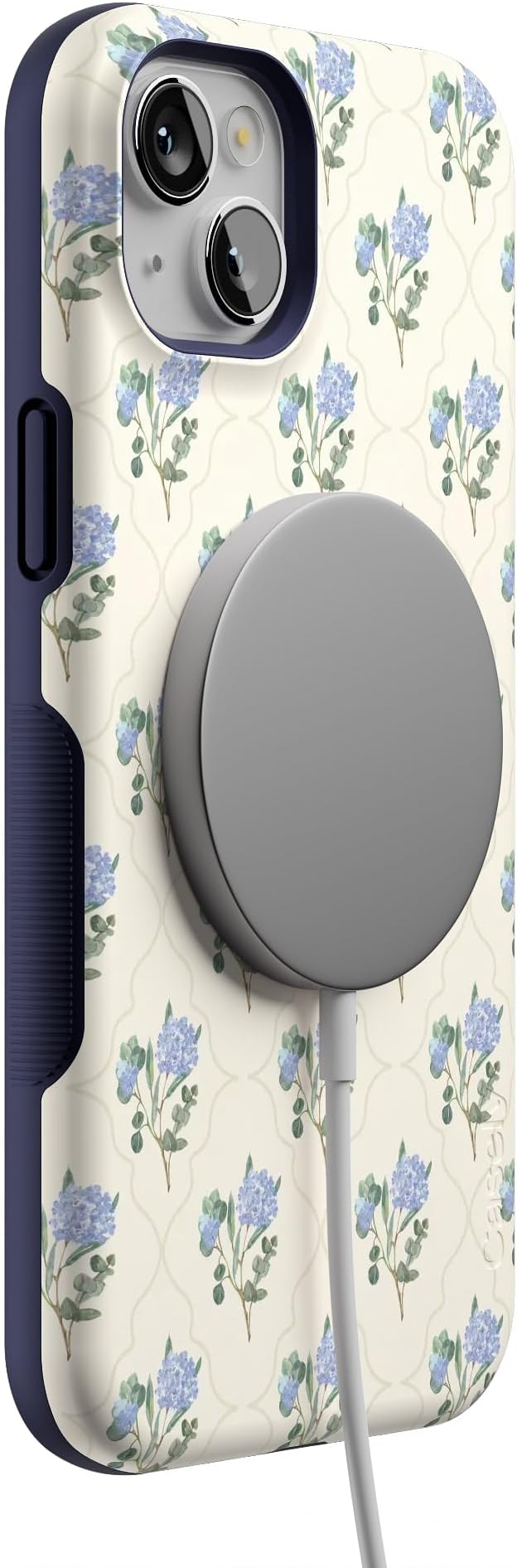 Casely iPhone 14 Case | Vintage Garden | Blue Hydrangea | Bold Protective Design | Compatible with MagSafe