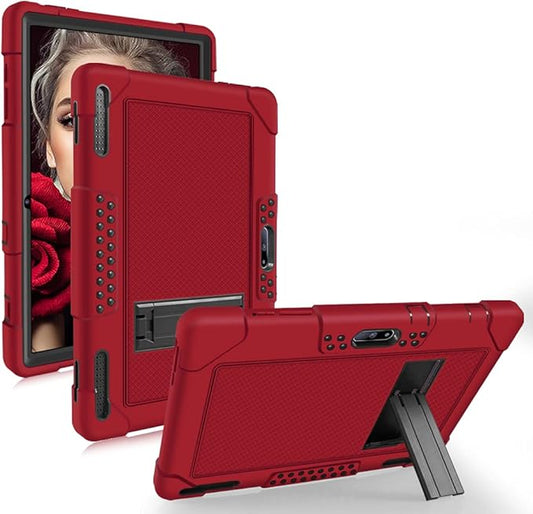 for Pritom M10 Inch Case, Heavy-Duty Drop-Proof Shock-Resistant Kids Friendly Protective case for QuntiCO Y10/Voger priorpad X100/Digiland Tablet DL1036/Gateway 10.1 HD Tablet(Red/Black)