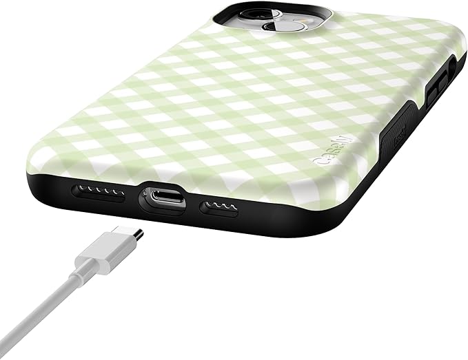 Casely iPhone 14 Case | Mint Lattice | Sunday Best | Green Gingham | Compatible with MagSafe | Bold Protective Design
