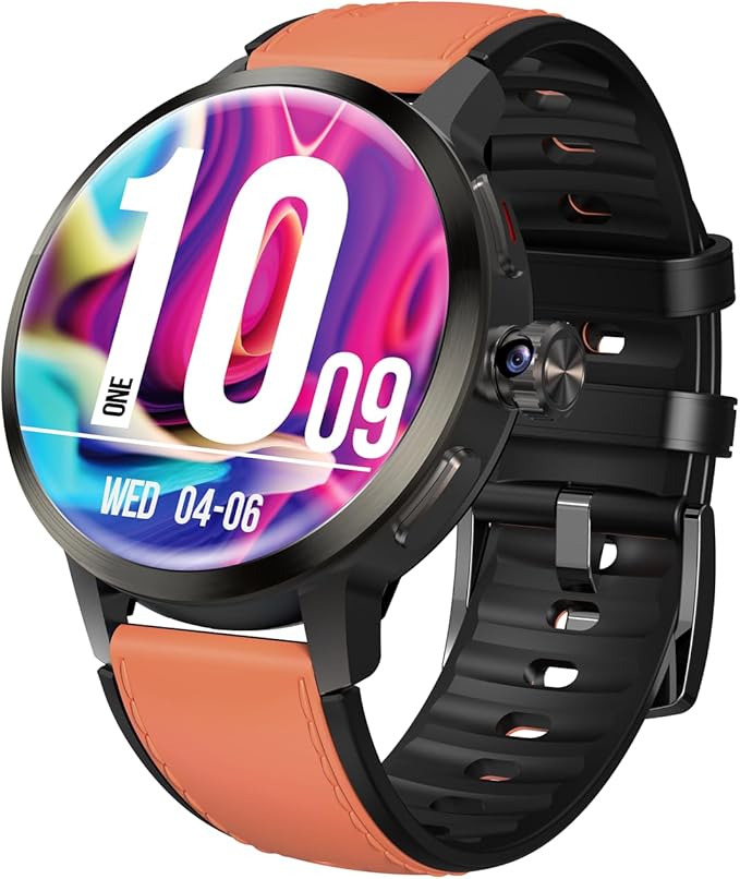 4G Smart Watch SL8541E Quad Core 2GB+16GB Rotating Camera Men Watch 1.75" AMOLED Large Screen Android 8.1 Smartwatch 1520mAh WiFi Bluetooth GPS Fitness Tracker Sport Watch (Orange)