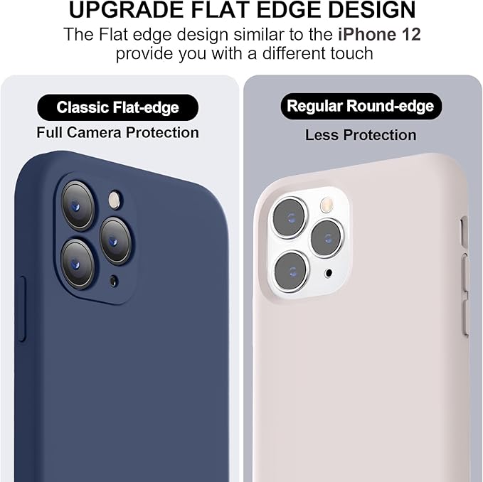 Vooii Compatible with iPhone 11 Pro Max Case, Upgraded Liquid Silicone with [Flat Edges] [Camera Protection] [Soft Anti-Scratch Microfiber Lining] Phone Case for iPhone 11 Pro Max - Navy Blue