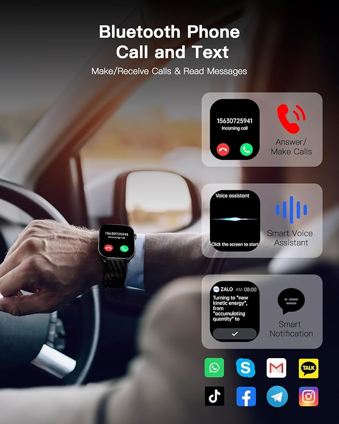 Smart Watch (Answer/Make Calls), 2.1" Curved AMOLED Screen Smartwatch for Men Women 100+ Sport Modes Fitness Watchs with Blood Oxygen/Sleep/Heart Rate Monitor, Smartwatch for Android & iPhone
