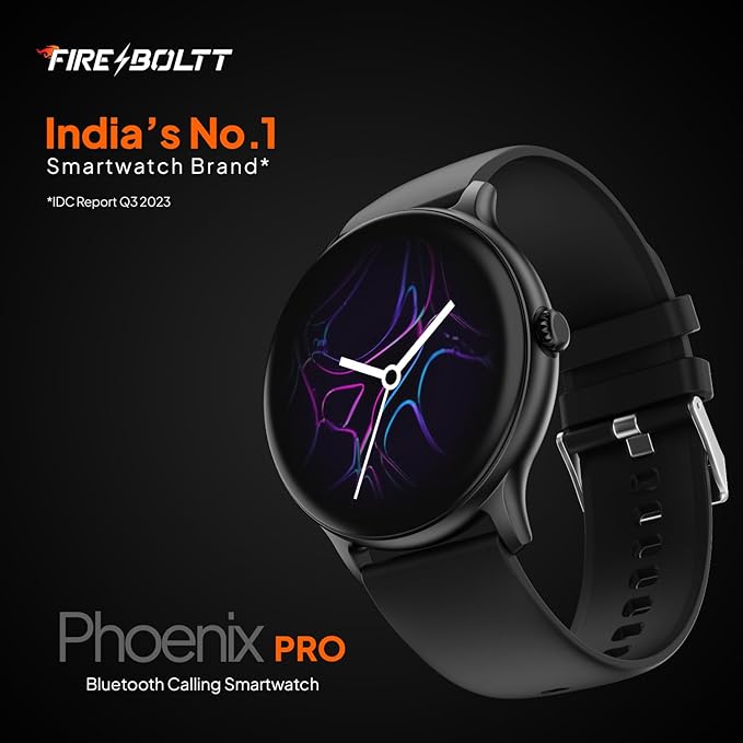 Fire-Boltt Phoenix Pro 35.3mm (1.39 inch) Bluetooth Calling Smart Watch, AI Voice Assistant, Metal Body with 120+ Sports Modes, SpO2, Heart Rate Monitoring (Black).