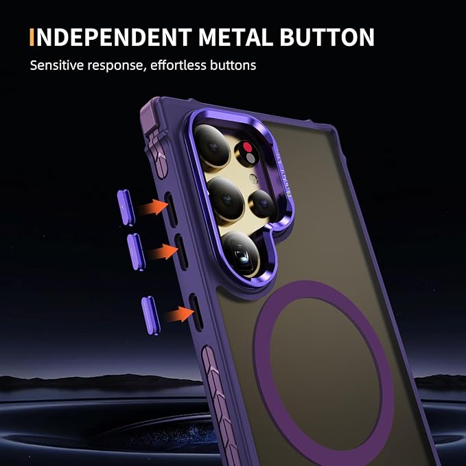 Magnetic for Samsung Galaxy S24 Ultra Case Purple Fit for MagSafe Military-Grade Shockproof Protection Adjustable Kickstand Slim Matte Anti-Fingerprint Cover Men Women