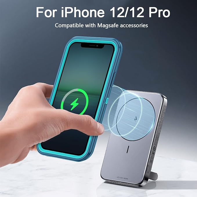 for iPhone 12 Case,iPhone 12 Pro Case [Compatible with MagSafe] Shockproof 3-Layer Full Body Protection Rugged Heavy Duty Cover for Apple iPhone 12/12 Pro 6.1",Turquoise