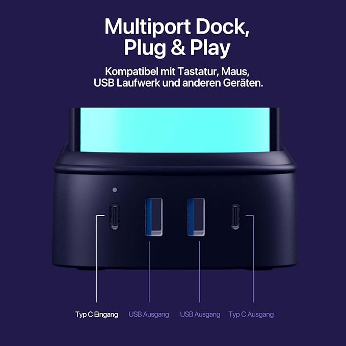 YOWU RGB Headphone Stand with Charger - 4 in 1 Docking Station & 10 Magical Light Modes - Cool Gaming Accessories (Black)