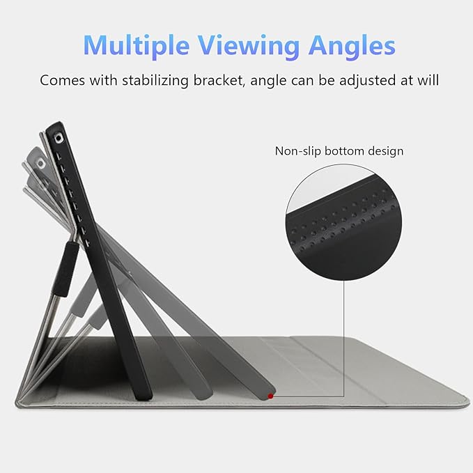 Case for 10-inch Microsoft Surface Go 4/3/2/1, Multiple Angle Viewing, Stylus Holder, Light Heat Dissation, Compatible with Type Cover Keyboard, Black