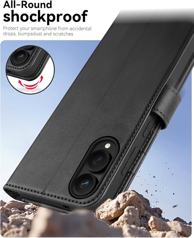 OCASE Compatible with Galaxy S25 Edge Wallet Case, PU Leather Flip Folio Case with Card Holders RFID Blocking Kickstand [Shockproof TPU Inner Shell] Protective Phone Cover 2025, Spliced Gray