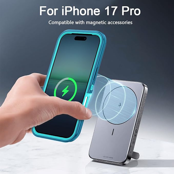 for iPhone 17 Pro Case [Compatible with MagSafe] Shockproof 3-Layer Full Body Protection [Without Screen Protector] Rugged Heavy Duty Cover Case for Apple iPhone 17 Pro 6.3" 2025,Turquoise