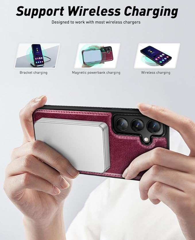 OCASE for Samsung Galaxy S24 Detachable Wallet Case with Card Holder, [2 in 1] PU Leather Flip Folio Case with RFID Blocking Magnetic Stand Removable Shockproof Phone Cover, Burgundy