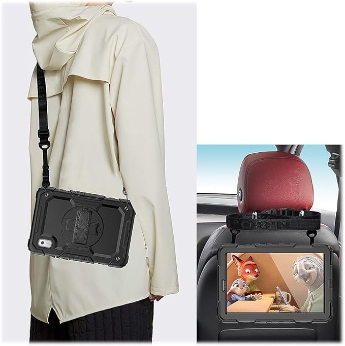 SaharaCase Defense Series Case Cover for Lenovo Tab M9 (2023) [Shockproof Bumper] Heavy Duty Rugged Protection Antislip Integrated Kickstand with HandStrap - Black