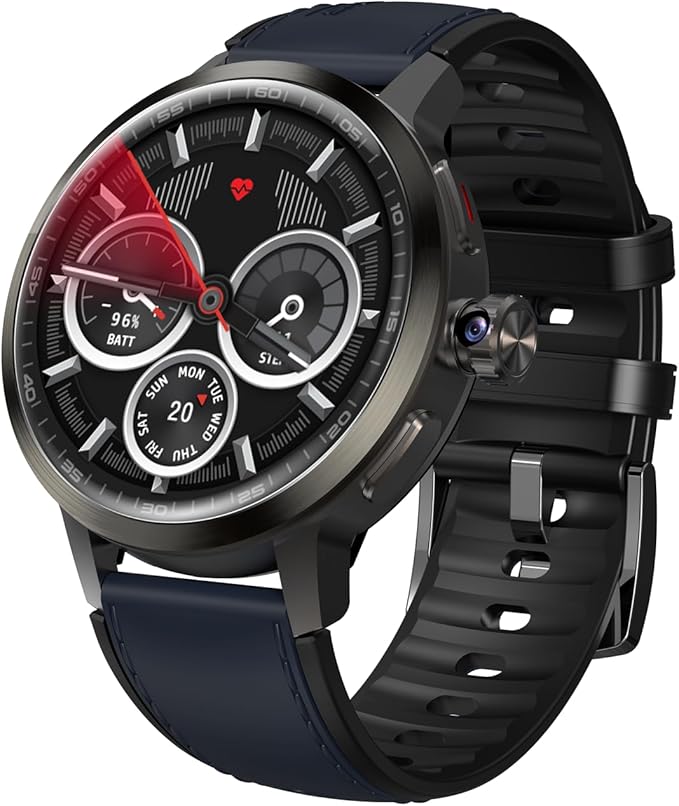 4G Smart Watch SL8541E Quad Core 2GB+16GB Rotating Camera Men Watch 1.75" AMOLED Large Screen Android 8.1 Smartwatch 1520mAh WiFi Bluetooth GPS Fitness Tracker Sport Watch (Blue)