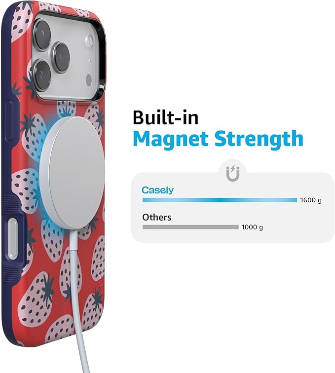 Casely iPhone 17 Pro Case | I'd Pick You | Red Strawberry | Compatible with MagSafe | Bold Protective Design