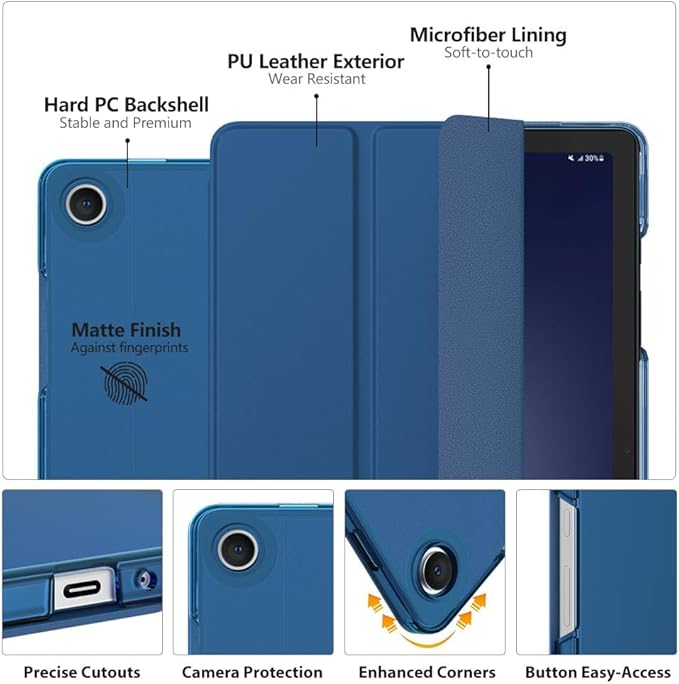 MoKo Case for Galaxy Tab A9+/A9 Plus 11 inch 2023, Slim Stand Protective Smart Cover with Hard PC Translucent Back Shell for Tab A9 Plus Tablet (SM-X210/X216/X218), Auto Wake/Sleep, Dark Sea Blue