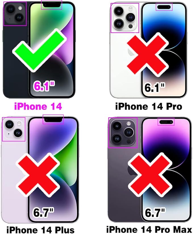 Asuwish Phone Case for iPhone 14 6.1 inch Zipper Wallet Detachable Cell Cover with Tempered Glass Screen Protector Crossbody Strap Flower Card Holder Slot iPhone14 5G i i-Phone i14 14Case Women Purple